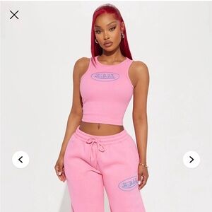 Von Dutch Bubble Gum Pink/Blue Logo Tank Top